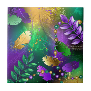 Mardi-Gras-Hintergrund mit Perlen Fliese