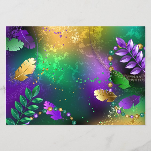 Mardi-Gras-Hintergrund mit Perlen Flyer (Vorne)