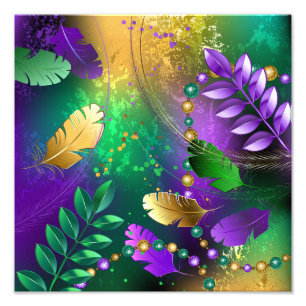 Mardi-Gras-Hintergrund mit Perlen Fotodruck