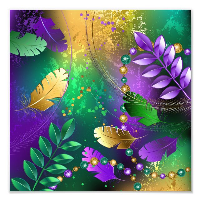 Mardi-Gras-Hintergrund mit Perlen Fotodruck (Vorne)