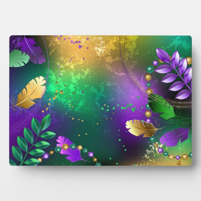 Mardi-Gras-Hintergrund mit Perlen Fotoplatte (Vorderseite)