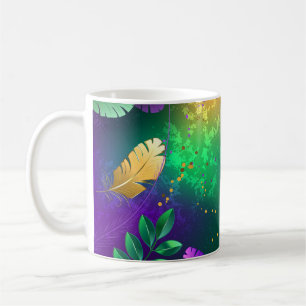 Mardi-Gras-Hintergrund mit Perlen Kaffeetasse