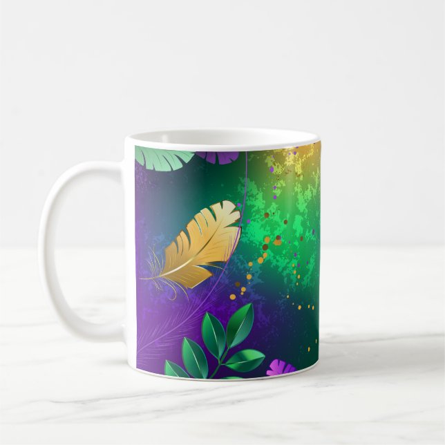 Mardi-Gras-Hintergrund mit Perlen Kaffeetasse (Links)