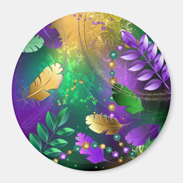 Mardi-Gras-Hintergrund mit Perlen Magnet (Vorne)