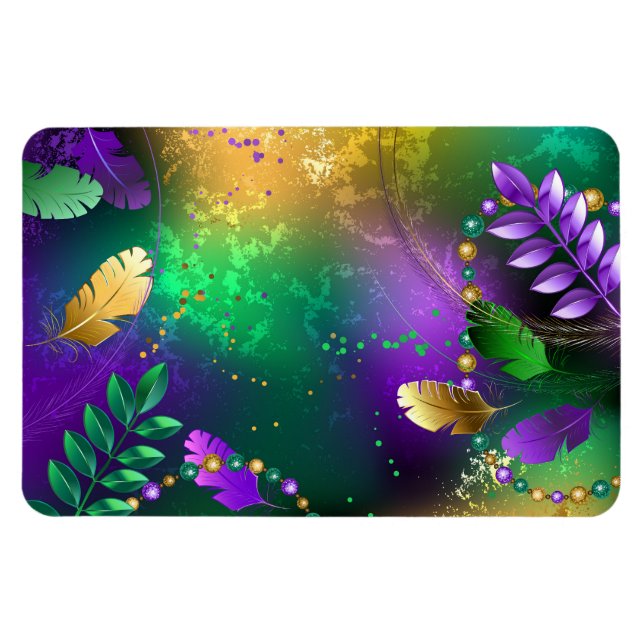 Mardi-Gras-Hintergrund mit Perlen Magnet (Horizontal)