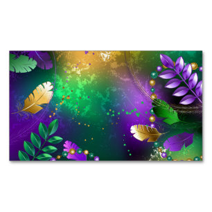 Mardi-Gras-Hintergrund mit Perlen Magnetische Visitenkarte