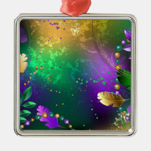 Mardi-Gras-Hintergrund mit Perlen Ornament Aus Metall