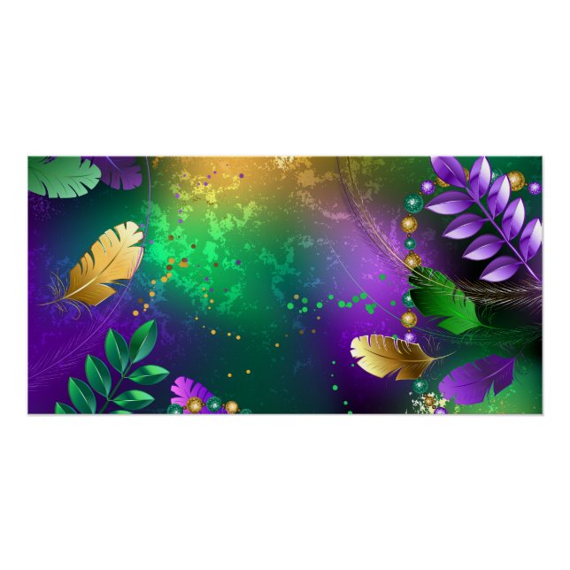 Mardi-Gras-Hintergrund mit Perlen Poster (Vorderseite)