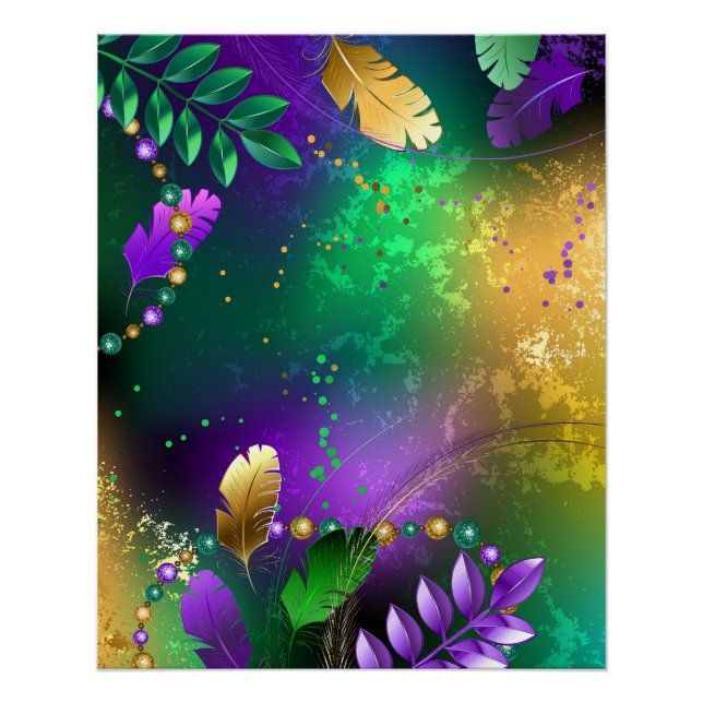 Mardi-Gras-Hintergrund mit Perlen Poster (Vorderseite)