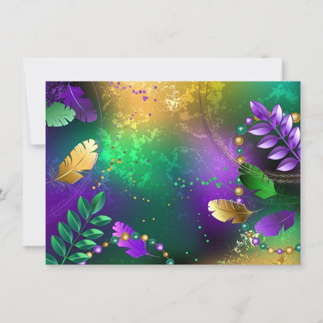 Mardi-Gras-Hintergrund mit Perlen Save The Date (Vorderseite)