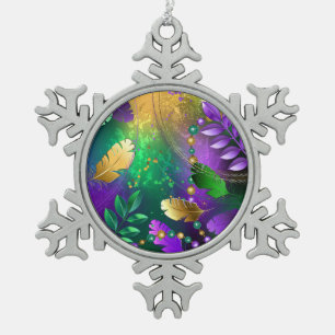 Mardi-Gras-Hintergrund mit Perlen Schneeflocken Zinn-Ornament