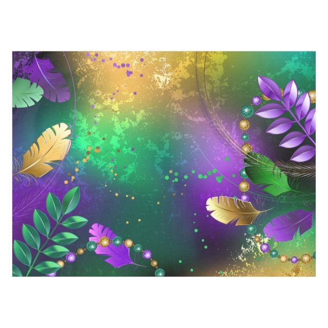 Mardi-Gras-Hintergrund mit Perlen Tischdecke (Vorderseite (Horizontal))