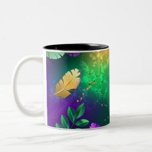Mardi-Gras-Hintergrund mit Perlen Zweifarbige Tasse