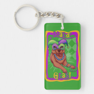 Mardi Gras Hund Schlüsselanhänger
