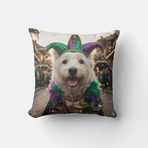 Mardi Gras-Hunde-Narrenkostüm Kissen