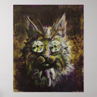 Mardi Gras - Hypnotic Cat Pop Surrealismus Poster