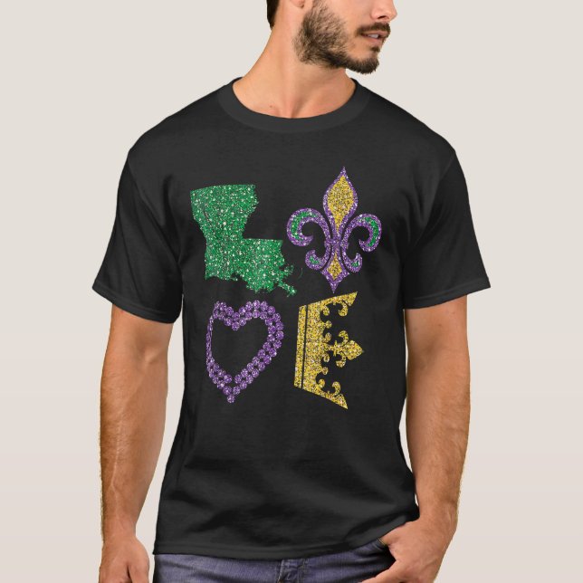 Mardi Gras I Liebe Mardi Gras Distressed T-Shirt (Vorderseite)