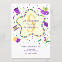 Mardi Gras Invitation de fête d'anniversaire