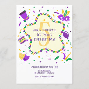 Mardi Gras Invitation de fête d'anniversaire
