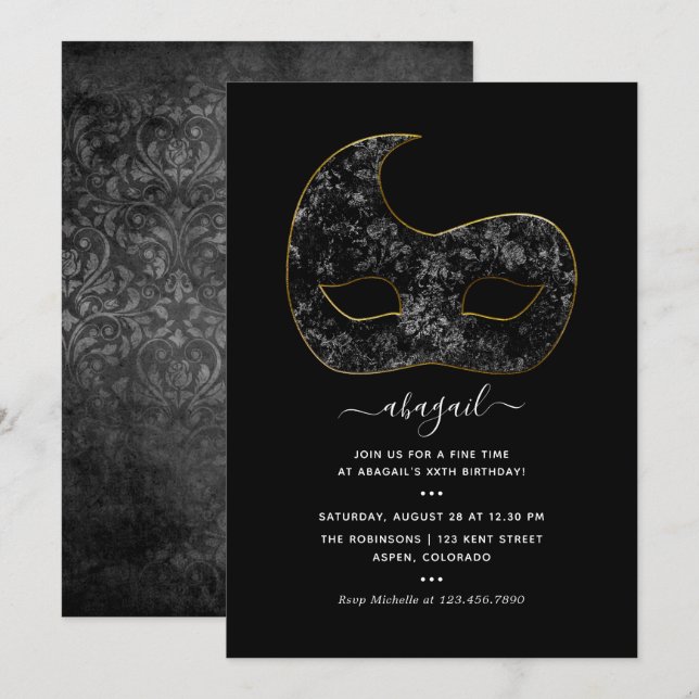 Mardi Gras Invitation de fête d'anniversaire (Devant / Derrière)