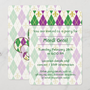 Mardi Gras Jacquard Party Invitation