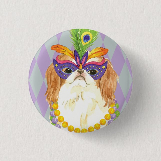 Mardi Gras Japanese Chin Button (Vorderseite)