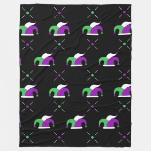 Mardi Gras Jester Hat Pattern Fleece Blanket