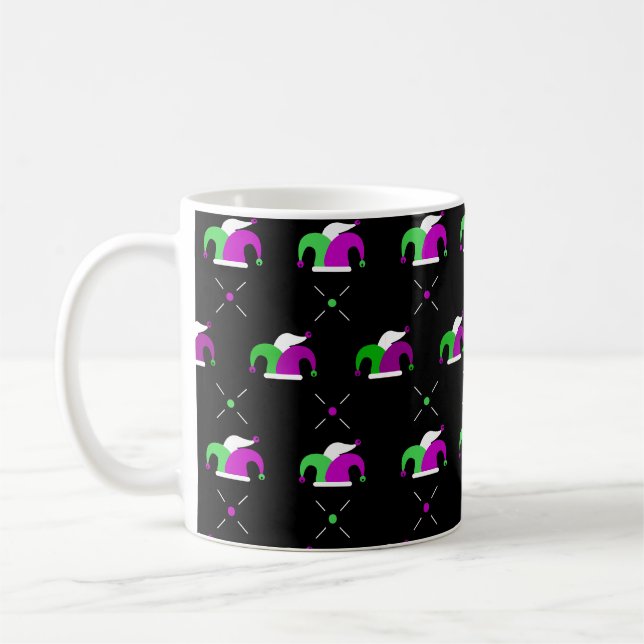 Mardi Gras Jester Hat Pattern Mug (Gauche)