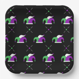 Mardi Gras Jester Hat Pattern Plate Pappteller