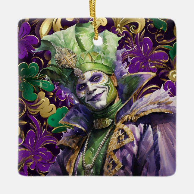 Mardi Gras Jester Porcelain Ornament (Vorderseite)