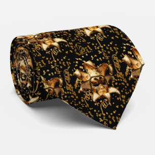Mardi Gras Karneval Goldmaske mit Confetti Black Krawatte
