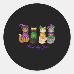 Mardi Gras Karneval Katze Meowdi Gras Lustiges Ges Runder Aufkleber