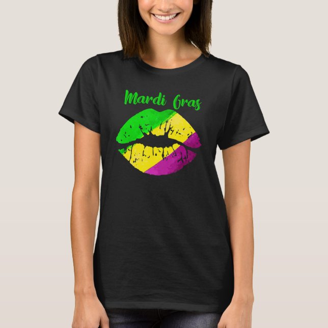 Mardi Gras Karneval Kostüm Lila Fleur-De-Lys Li T-Shirt (Vorderseite)