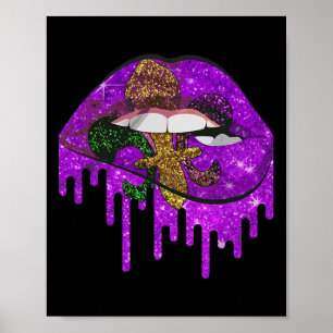 Mardi Gras Karneval Kostüm Lila und Gold Fleur- Poster