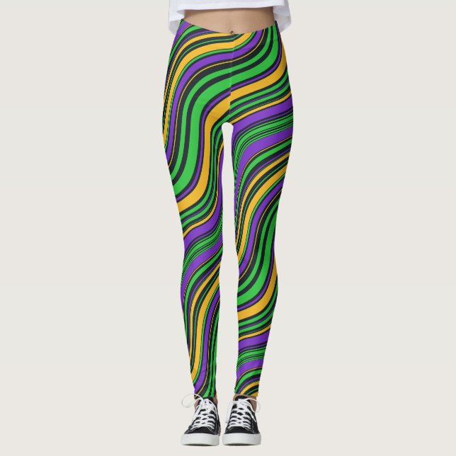 Mardi Gras Karneval Lila Gold und Green Leggings (Vorderseite)