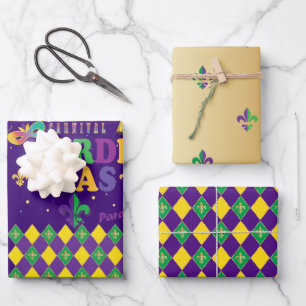 Mardi Gras Karneval Lilie Diamond Decor Geschenkpapier Set