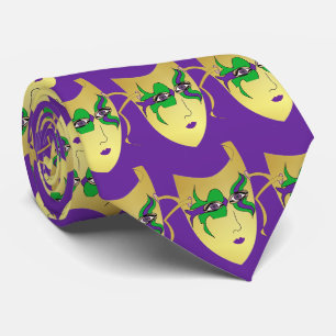 Mardi Gras Karneval Maske auf Lila NeckTie Krawatte