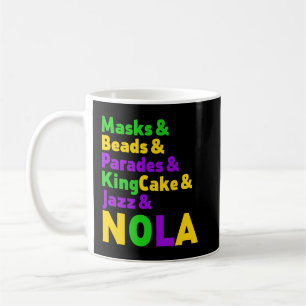 Mardi Gras Karneval Masken Beads Jazz Parade King Kaffeetasse