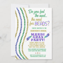 Mardi Gras Karneval Party Beliebte Perlen Einladung