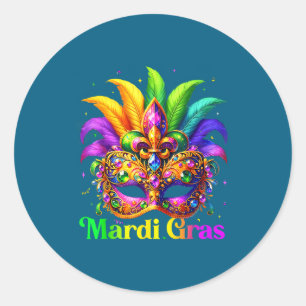 Mardi Gras Karneval Perlen Maske Runder Aufkleber