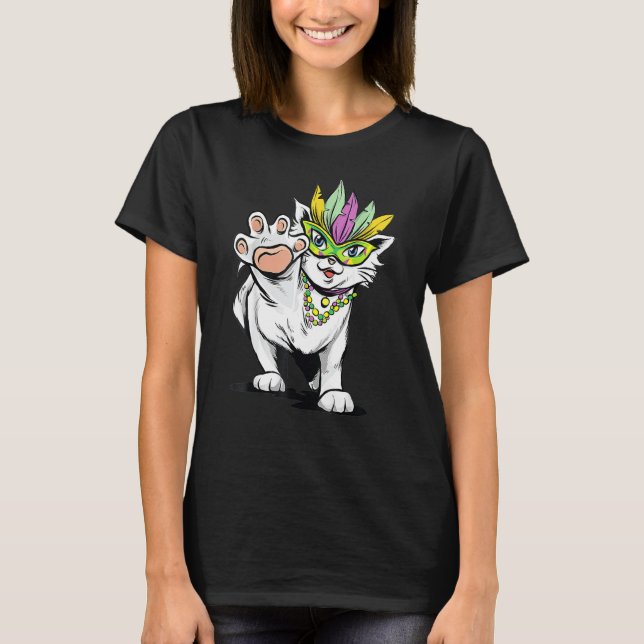 Mardi Gras Katze Kostüm Lass Die Shenanigans Begin T-Shirt (Vorderseite)