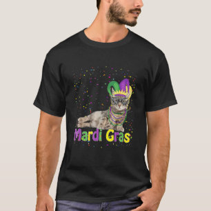 Mardi Gras Katze Mardi Gras Perlen Narrenhut Katze T-Shirt