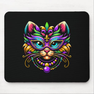 Mardi Gras Katze mit Maske Narrenhut Lustige Karne Mousepad