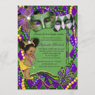 Mardi Gras Kinderdusche Einladung