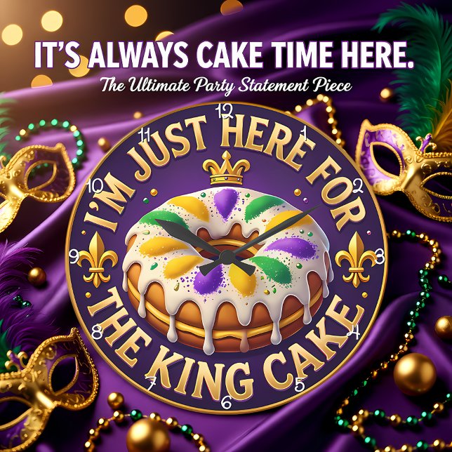 Mardi Gras King Cake Celebration Große Wanduhr (Von Creator hochgeladen)