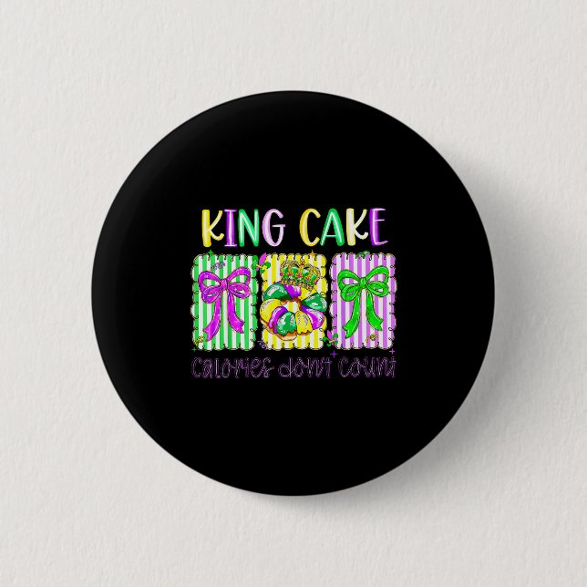 Mardi Gras King Cake Coquette Bow Girl Women Carni Button (Vorderseite)