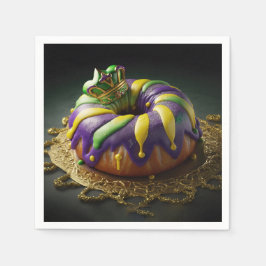Mardi Gras King Cake mit Krone Serviette
