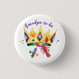 Mardi Gras King Crown Grandpa-to-be Button