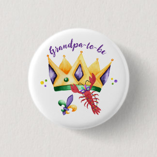 Mardi Gras King Crown Grandpa-to-be Button