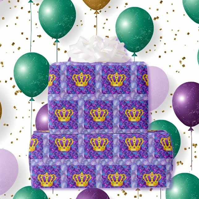 Mardi Gras King Crown Lila Karneval Geschenkpapier (Von Creator hochgeladen)